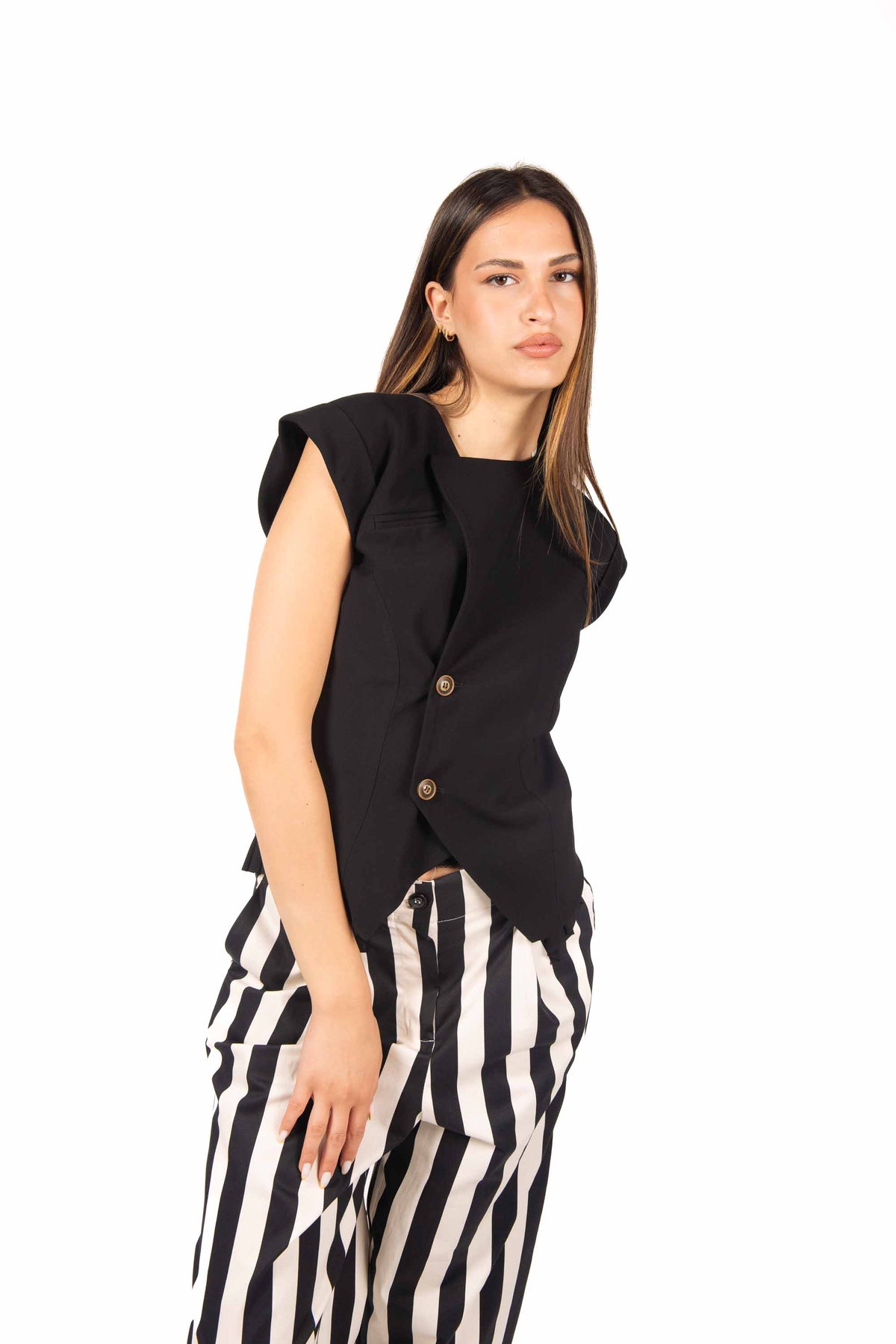 Gilet Strutturato Nero donna Tensione in - 6