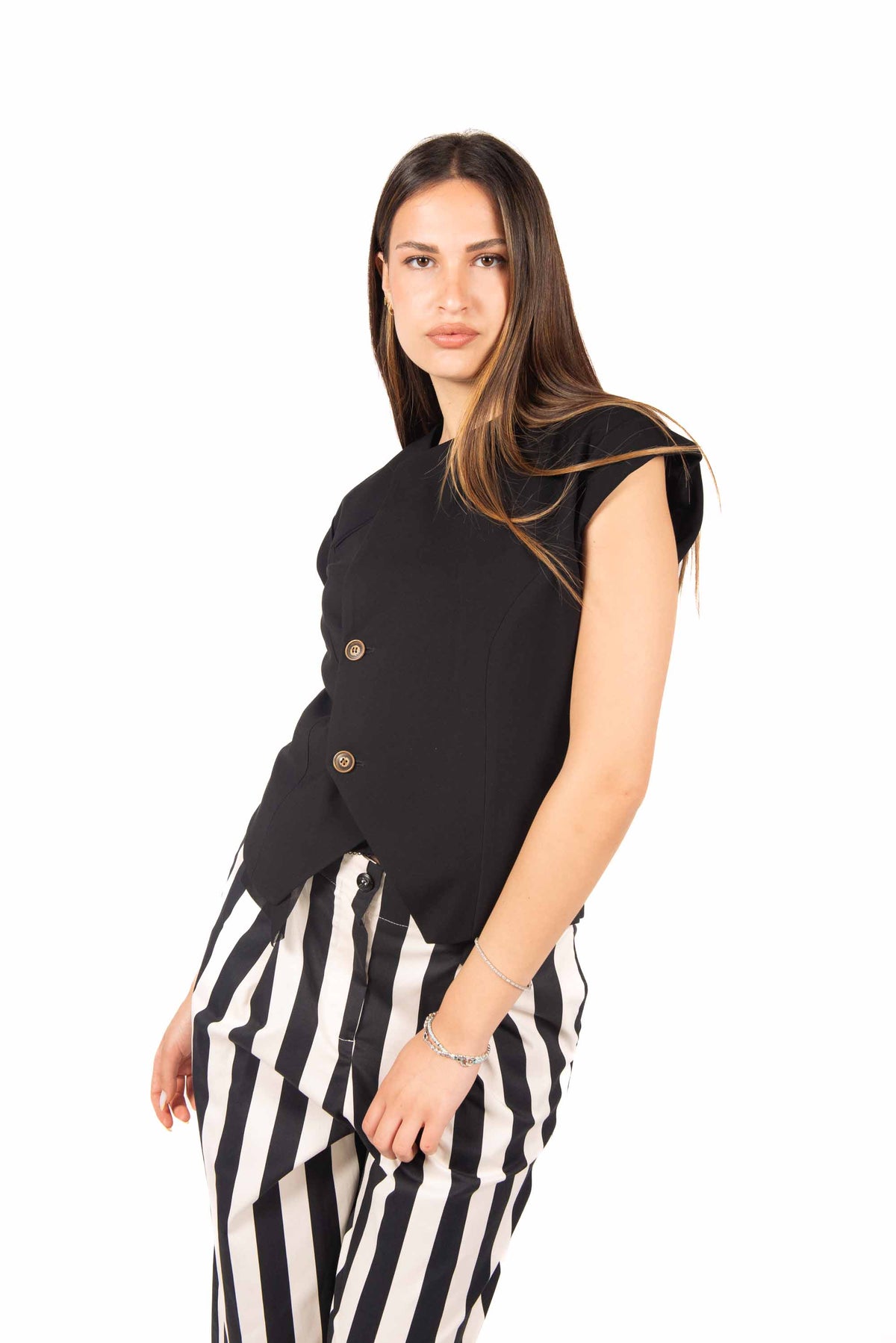 Gilet Strutturato Nero donna Tensione in - 4