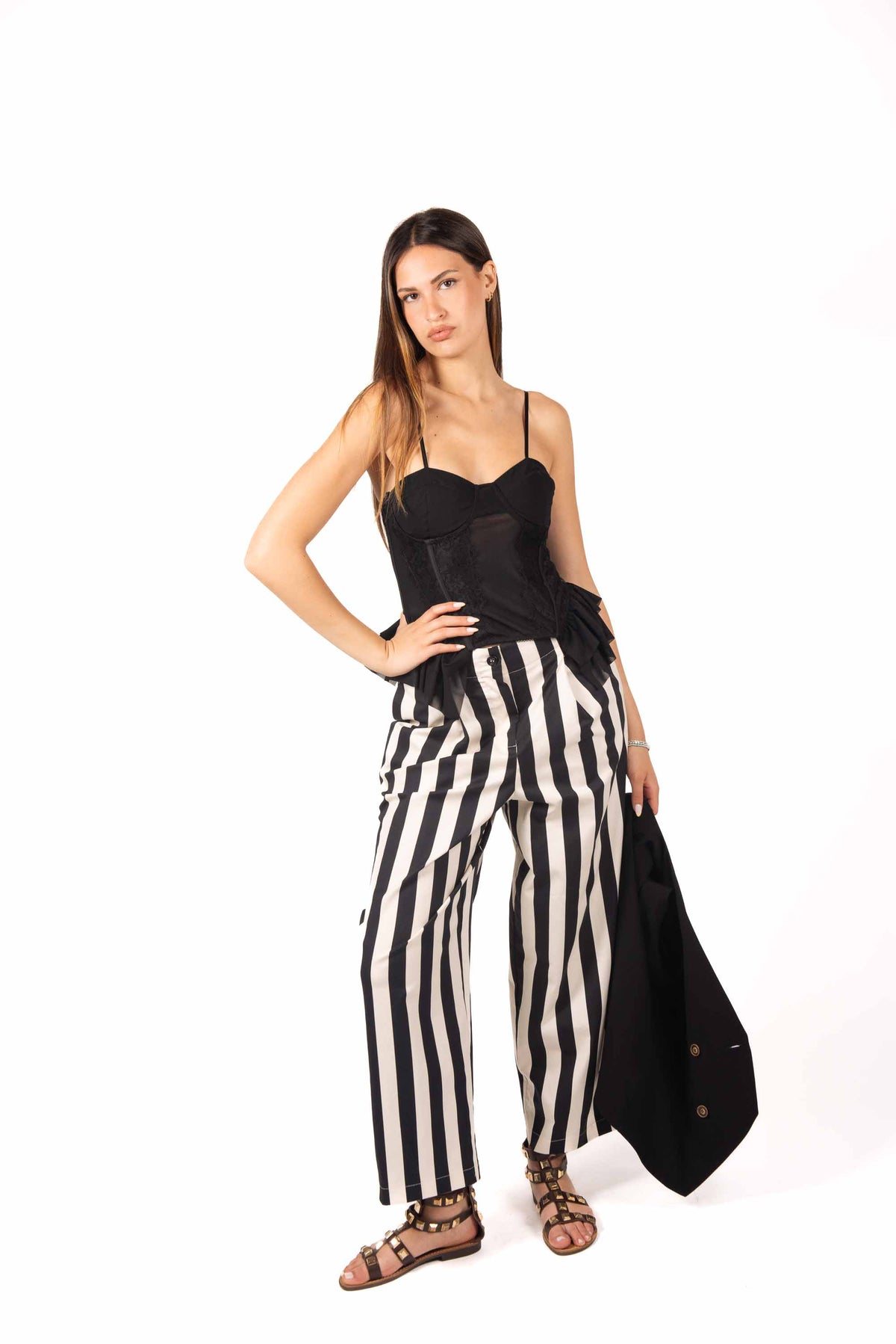 Pantaloni a Righe Bianco/Nero donna Tensione in - 2