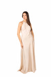 Abito Satinato con Fiocco Beige donna Tensione in - 7
