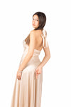 Abito Satinato con Fiocco Beige donna Tensione in - 5