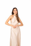 Abito Satinato con Fiocco Beige donna Tensione in - 2