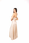 Abito Satinato con Fiocco Beige donna Tensione in - 3