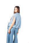 Gilet Effetto Denim Taschino Paillettes donna Tensione in - 3