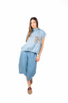 Gilet Effetto Denim Taschino Paillettes donna Tensione in - 4
