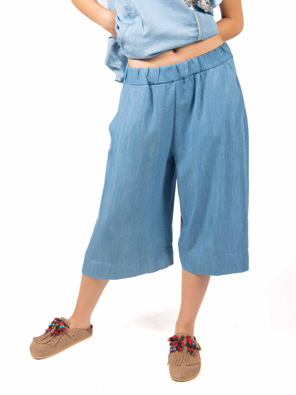 Bermuda Effetto Denim da donna Tensione in