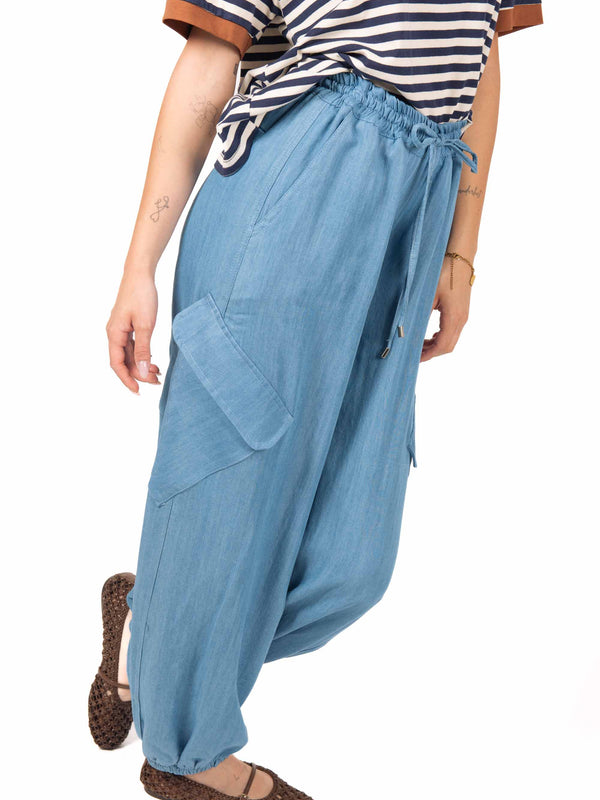 Pantaloni Ampi Effetto Denim da donna Tensione in