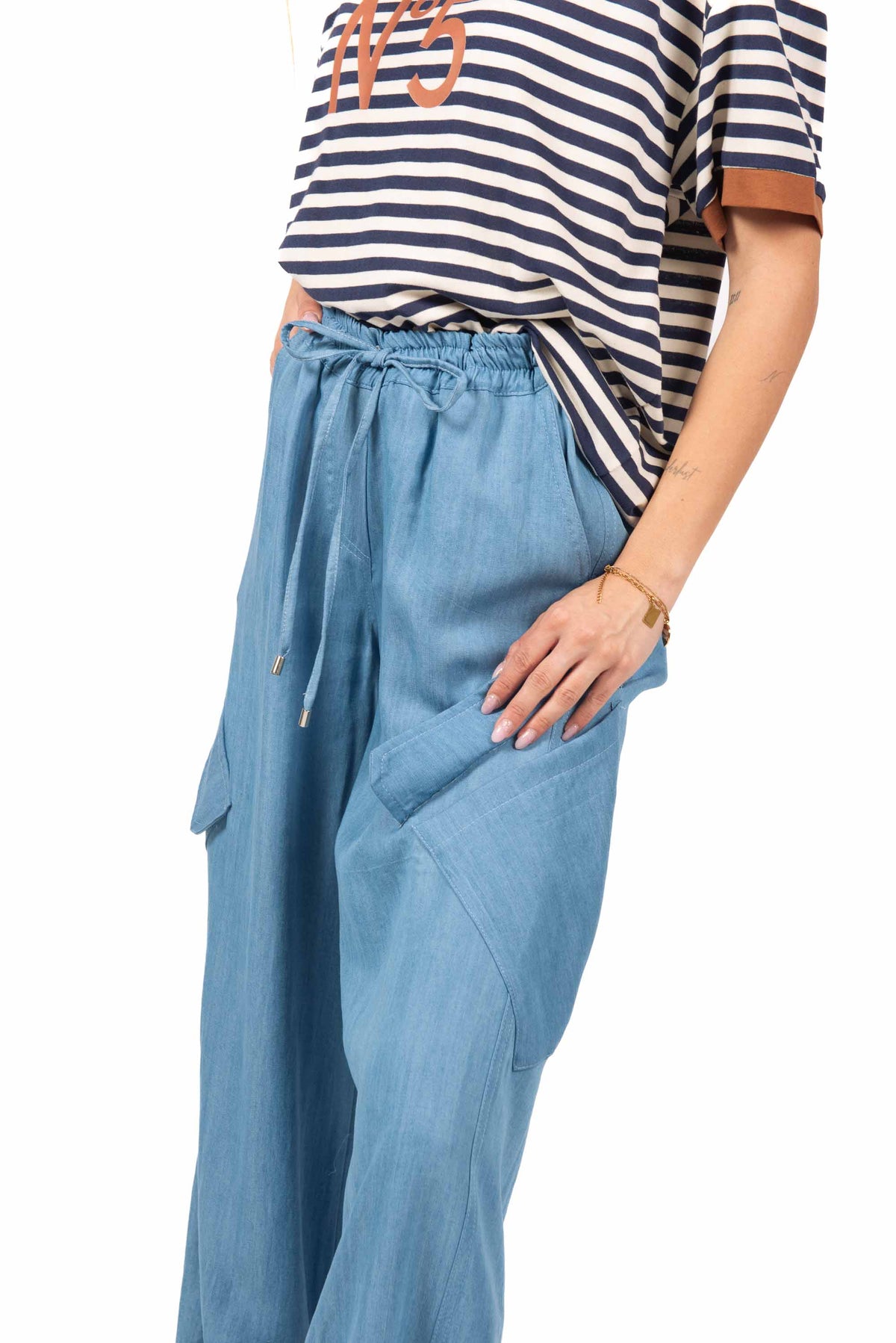 Pantaloni Ampi Effetto Denim donna Tensione in - 2
