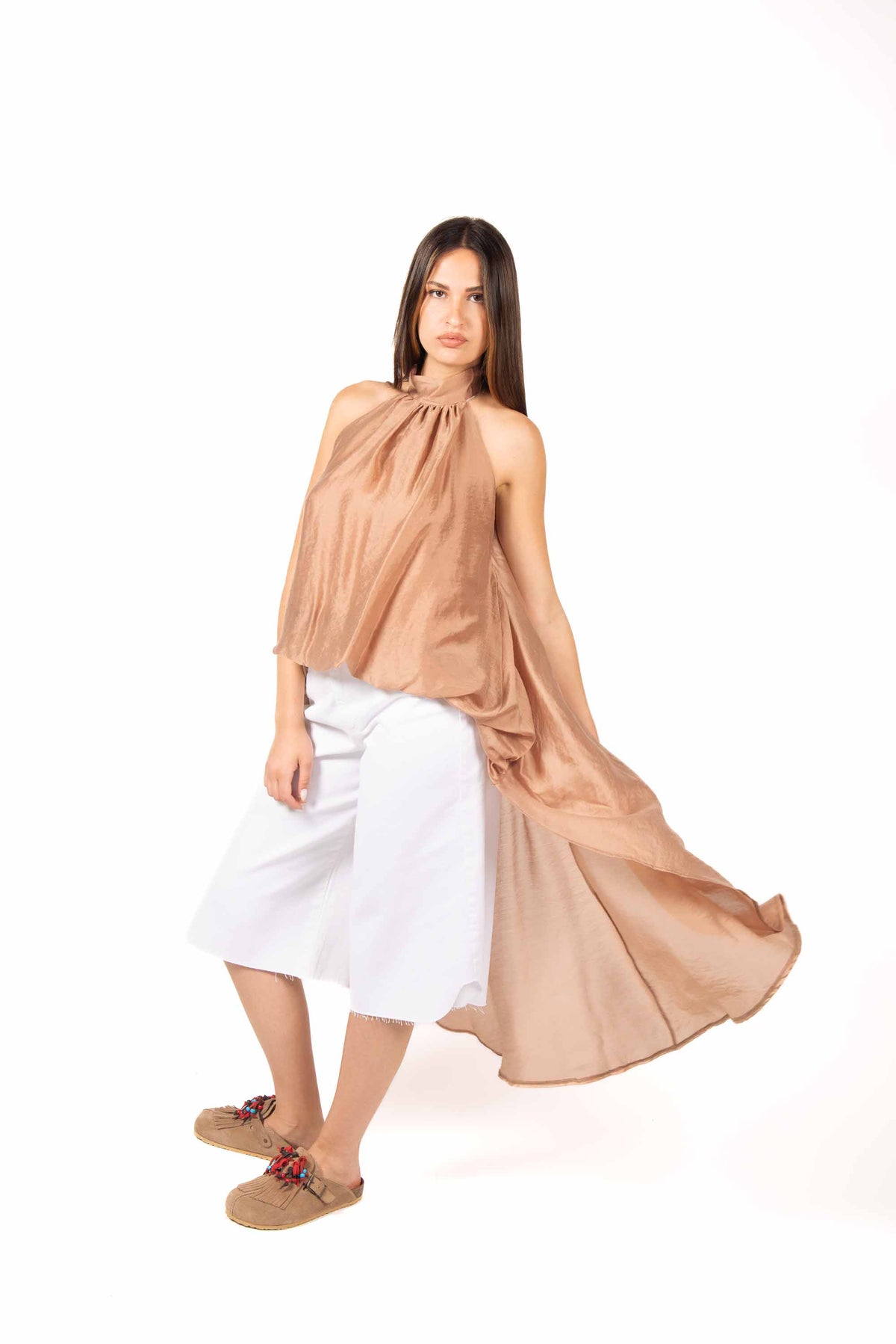 Top Palloncino Cammello donna Tensione in - 2