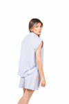 Camicia Smanicata a Righe con Ricami donna Tensione in - 6