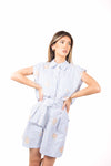 Camicia Smanicata a Righe con Ricami donna Tensione in - 3