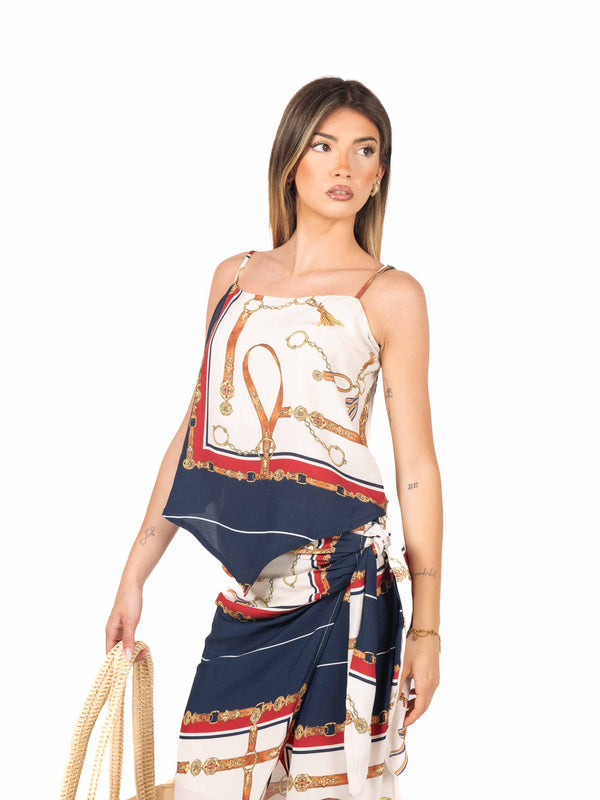 Top Foulard Mediterranean da donna Tensione in