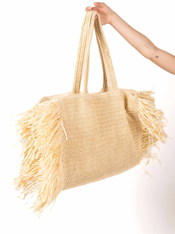 Beach Bag Frange Naturale da donna Miss love