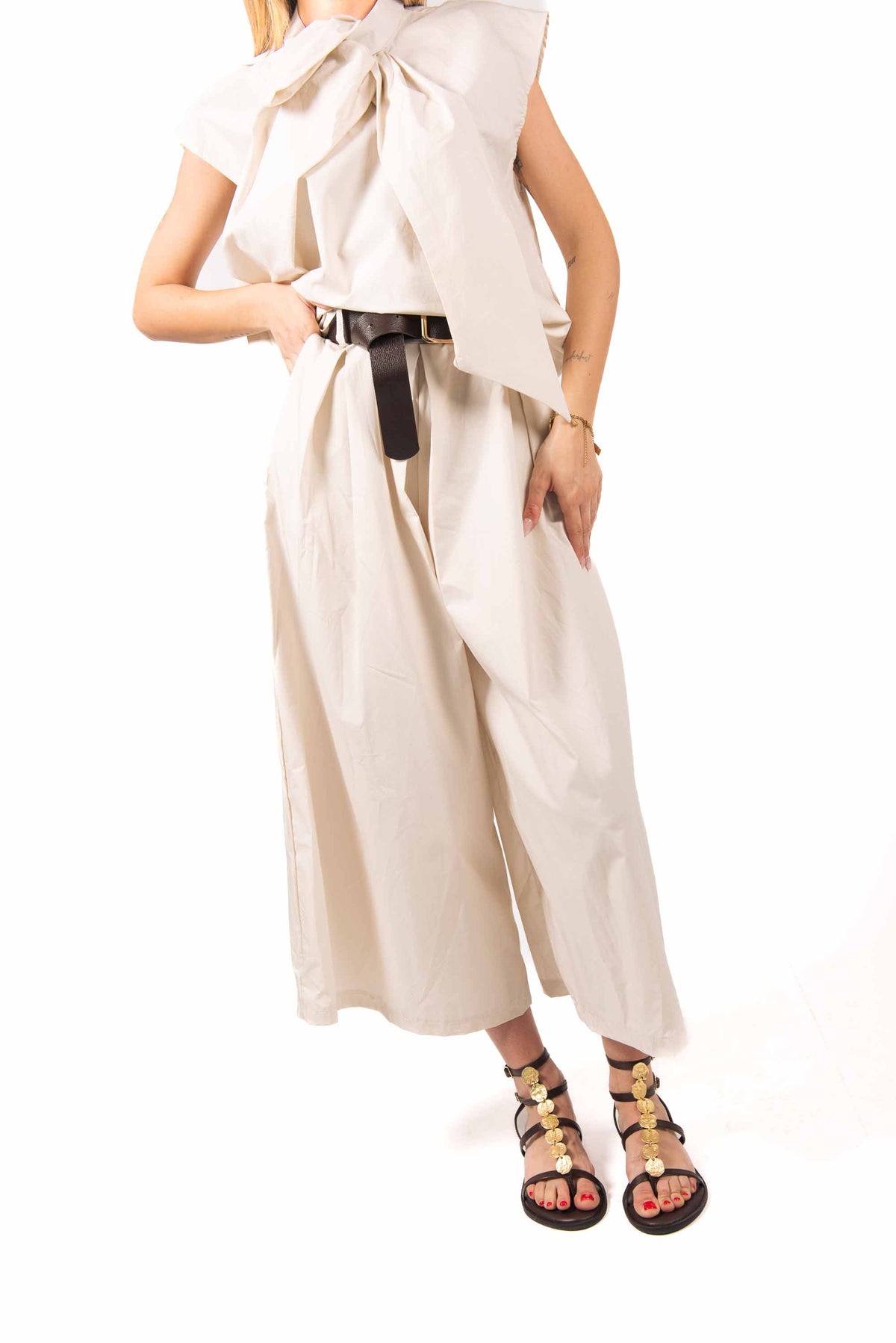 Pantaloni Wide Beige donna Miss love - 4