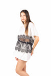 T-Shirt Bianca Combinata in Pizzo donna Miss love - 2