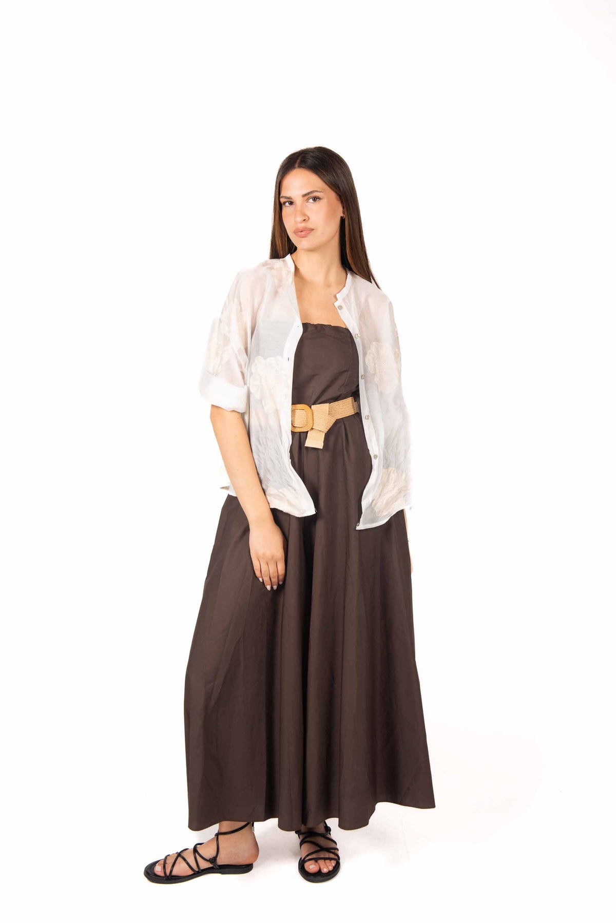 Tuta Palazzo con Cintura Cioccolato donna Miss love - 6