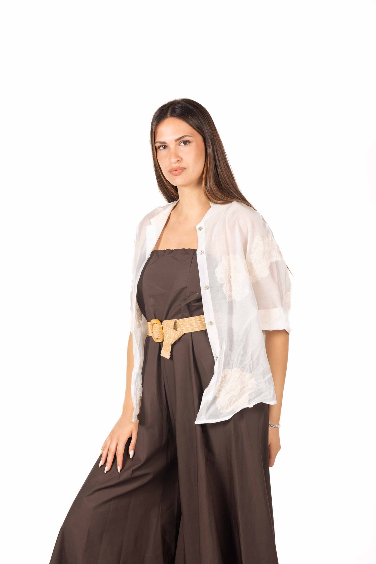 Camicia Ricamata Panna donna Miss love - 5