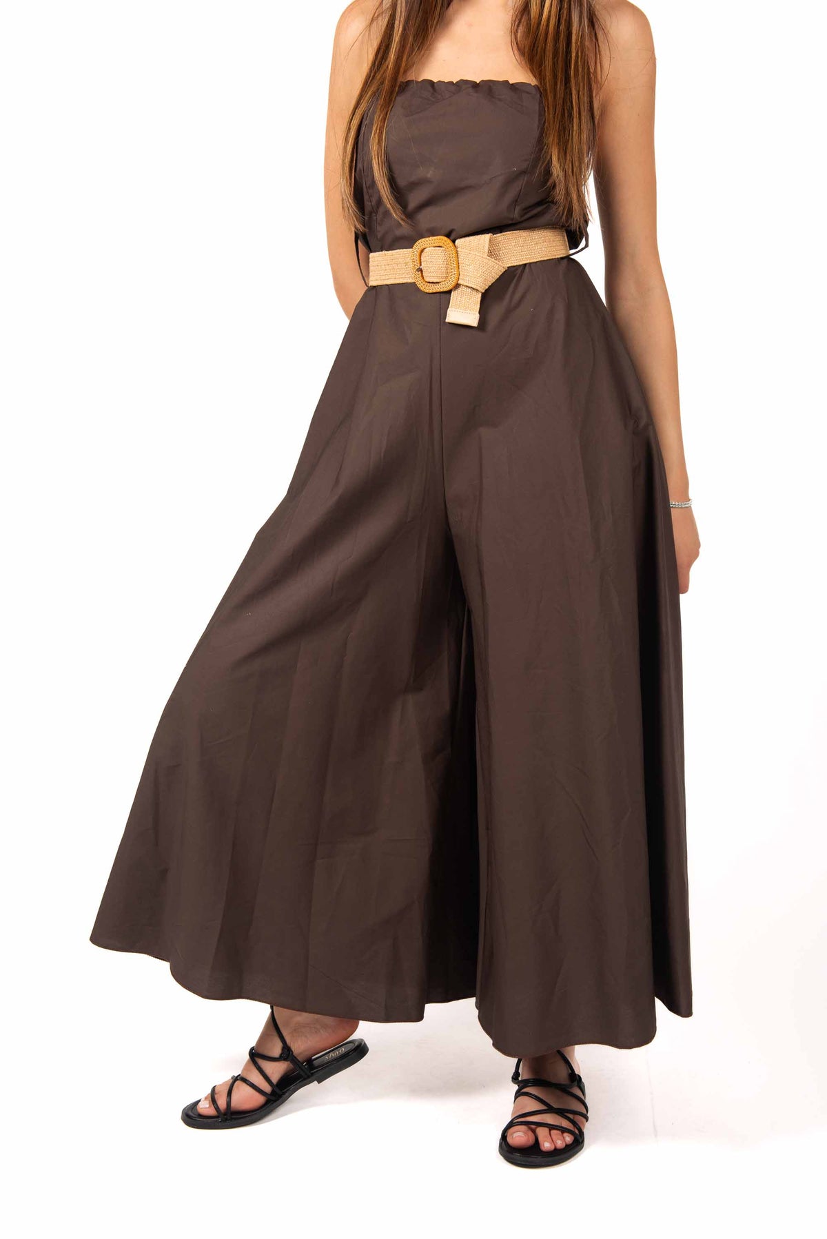 Tuta Palazzo con Cintura Cioccolato donna Miss love - 4
