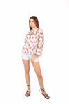 Camicia Stampa Floreale con Maniche Volant donna Miss love - 2