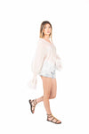 Blusa Semitrasparente con Pizzo e Maniche a Sbuffo donna Miss love - 2