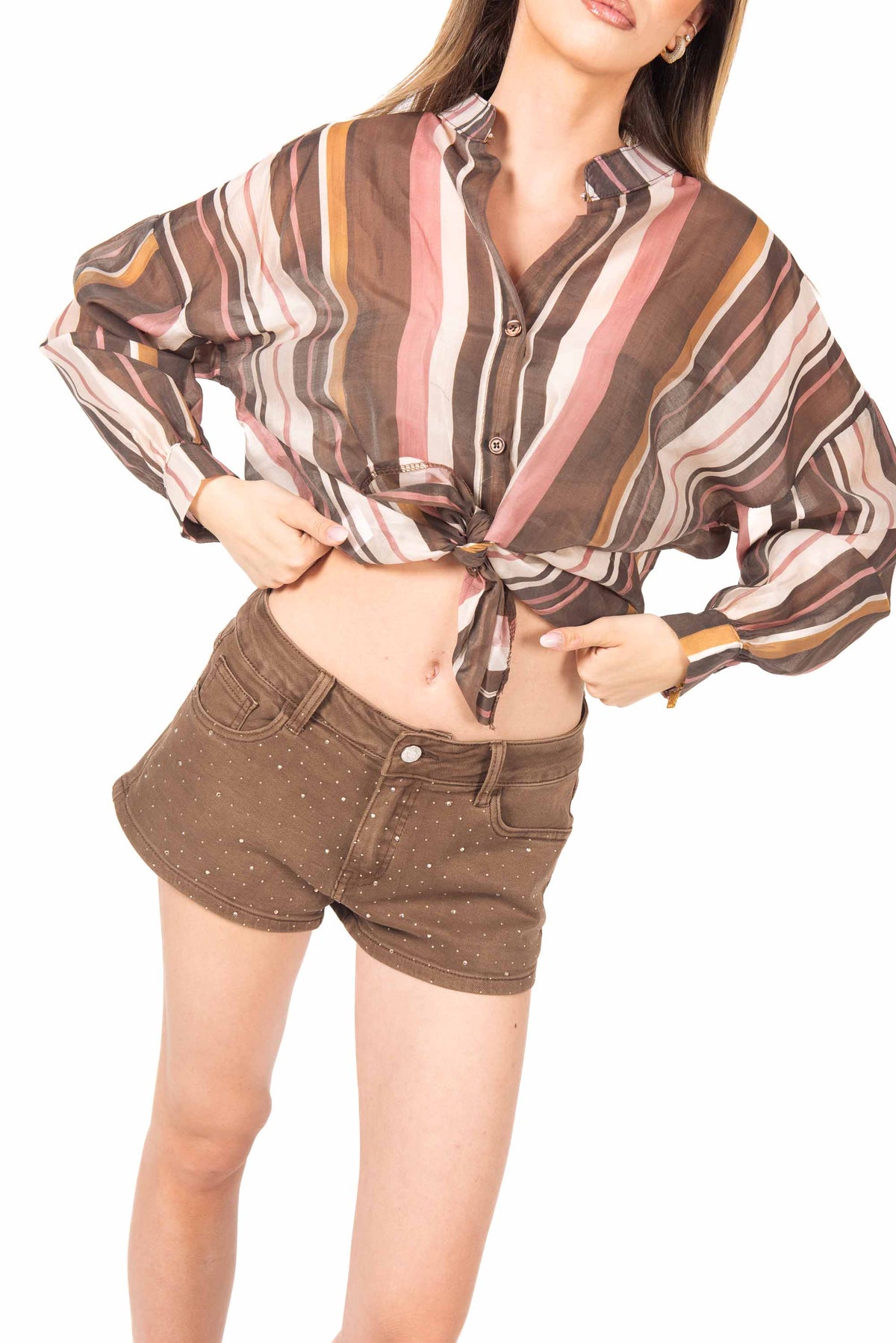 Shorts Denim Marrone donna Miss love - 2