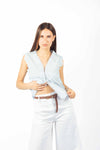 Top Smanicato Celeste donna Miss love - 3