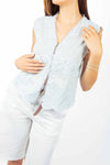 Top Smanicato Celeste donna Miss love - 1