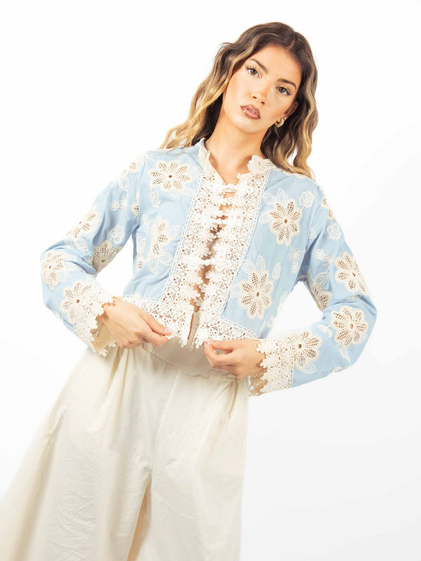 Camicia Cropped Macramè da donna Miss love