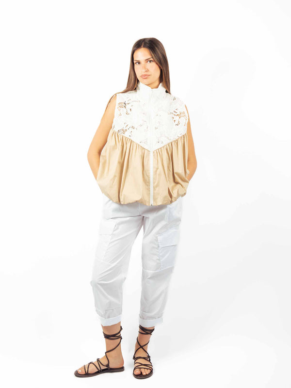Gilet Combinato con Pizzo da donna Miss love