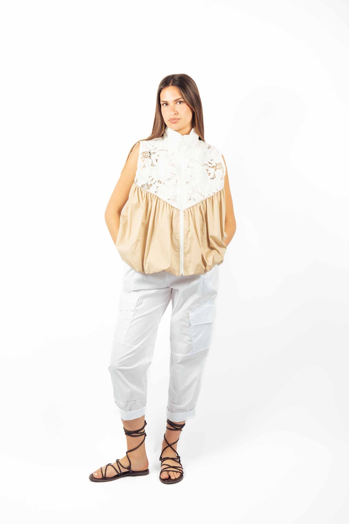 Gilet Combinato con Pizzo donna Miss love - 1