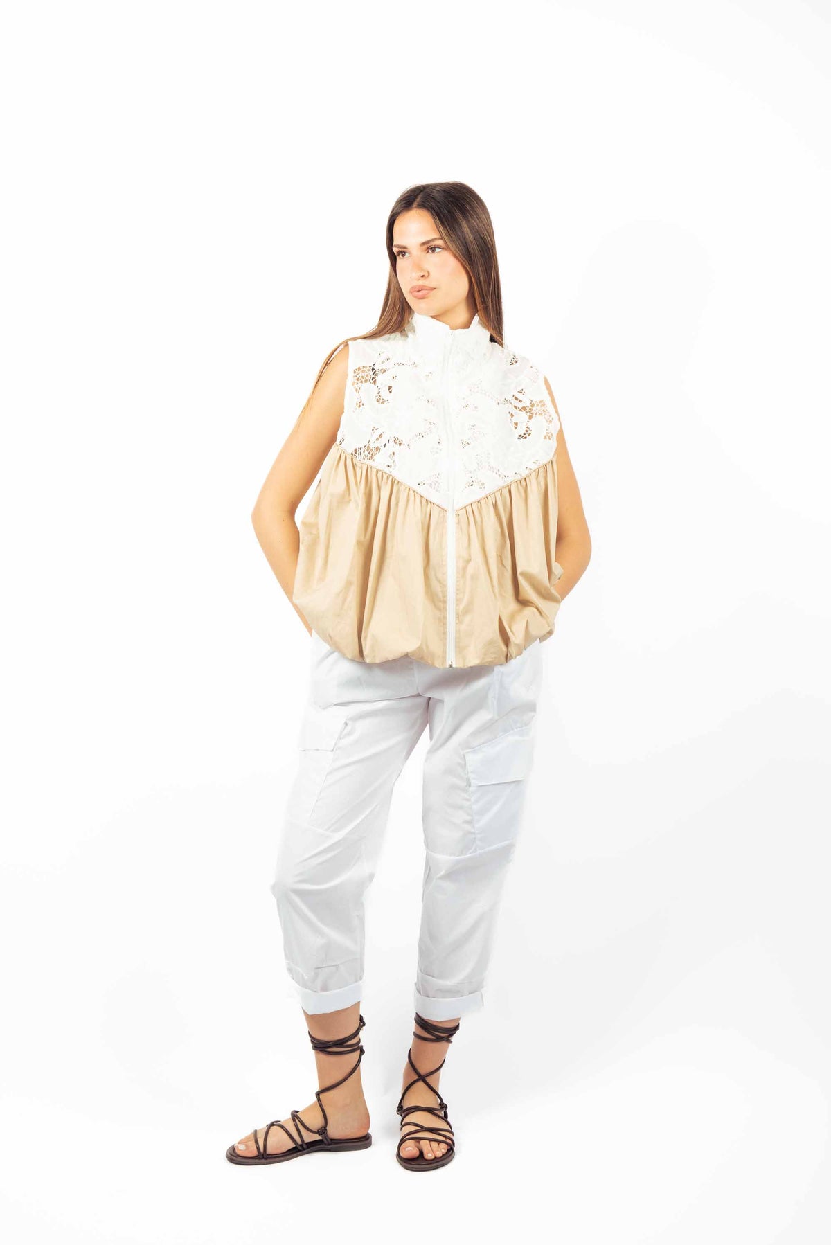 Pantaloni Cargo Bianchi donna Miss love - 5
