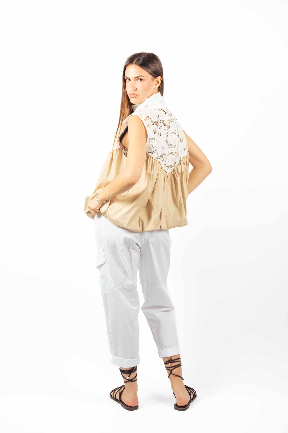 Pantaloni Cargo Bianchi donna Miss love - 4