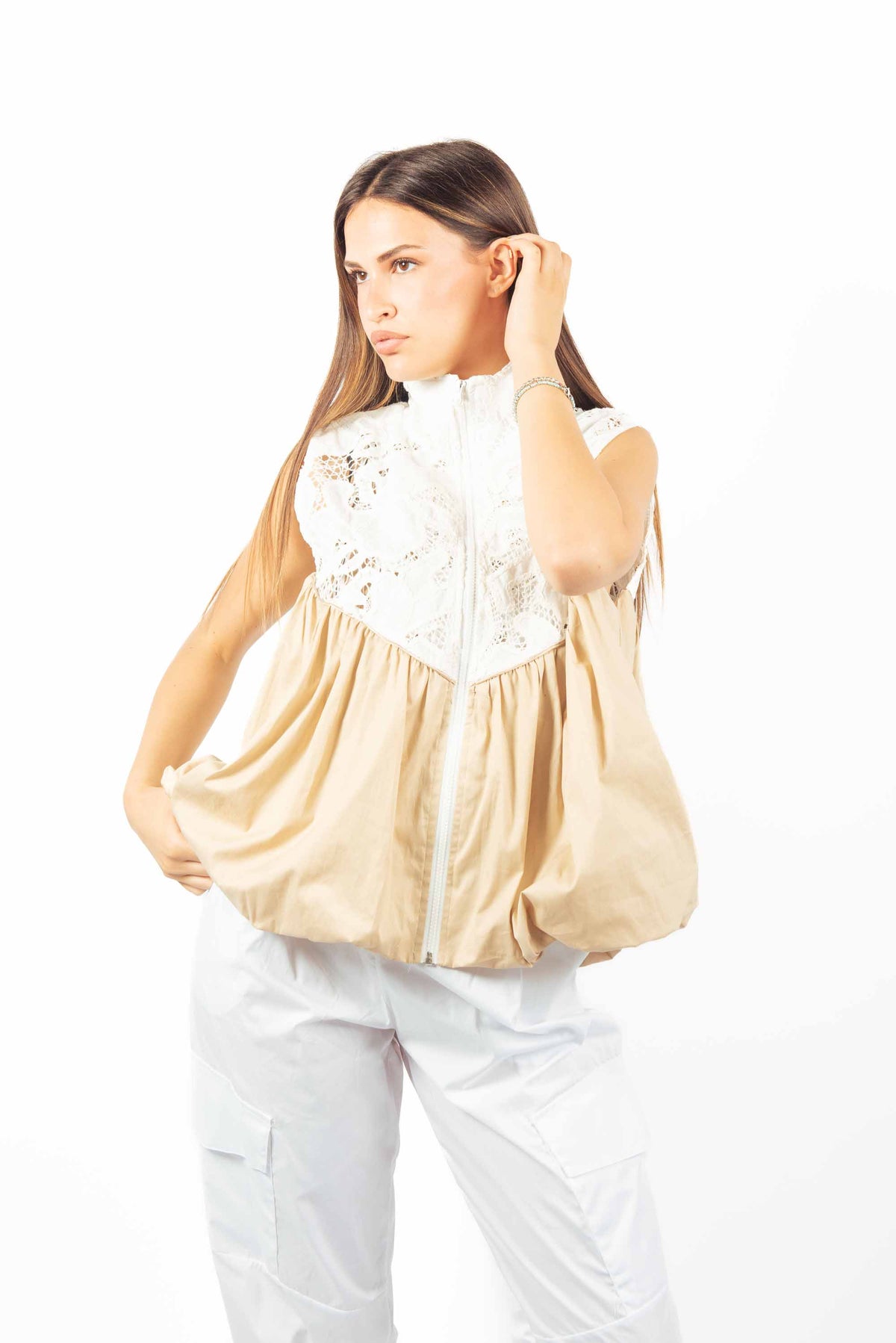 Gilet Combinato con Pizzo donna Miss love - 5