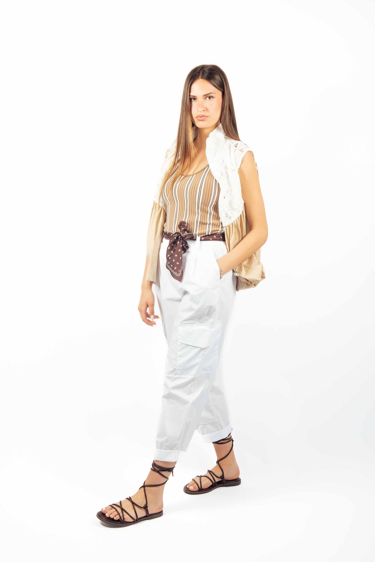 Pantaloni Cargo Bianchi donna Miss love - 2