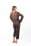 Cardigan a Incrocio in Maglia Traforata Cioccolato donna Miss love - 3