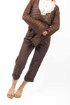 Pantaloni con Elastico e Cinta Cioccolato donna Miss love - 3