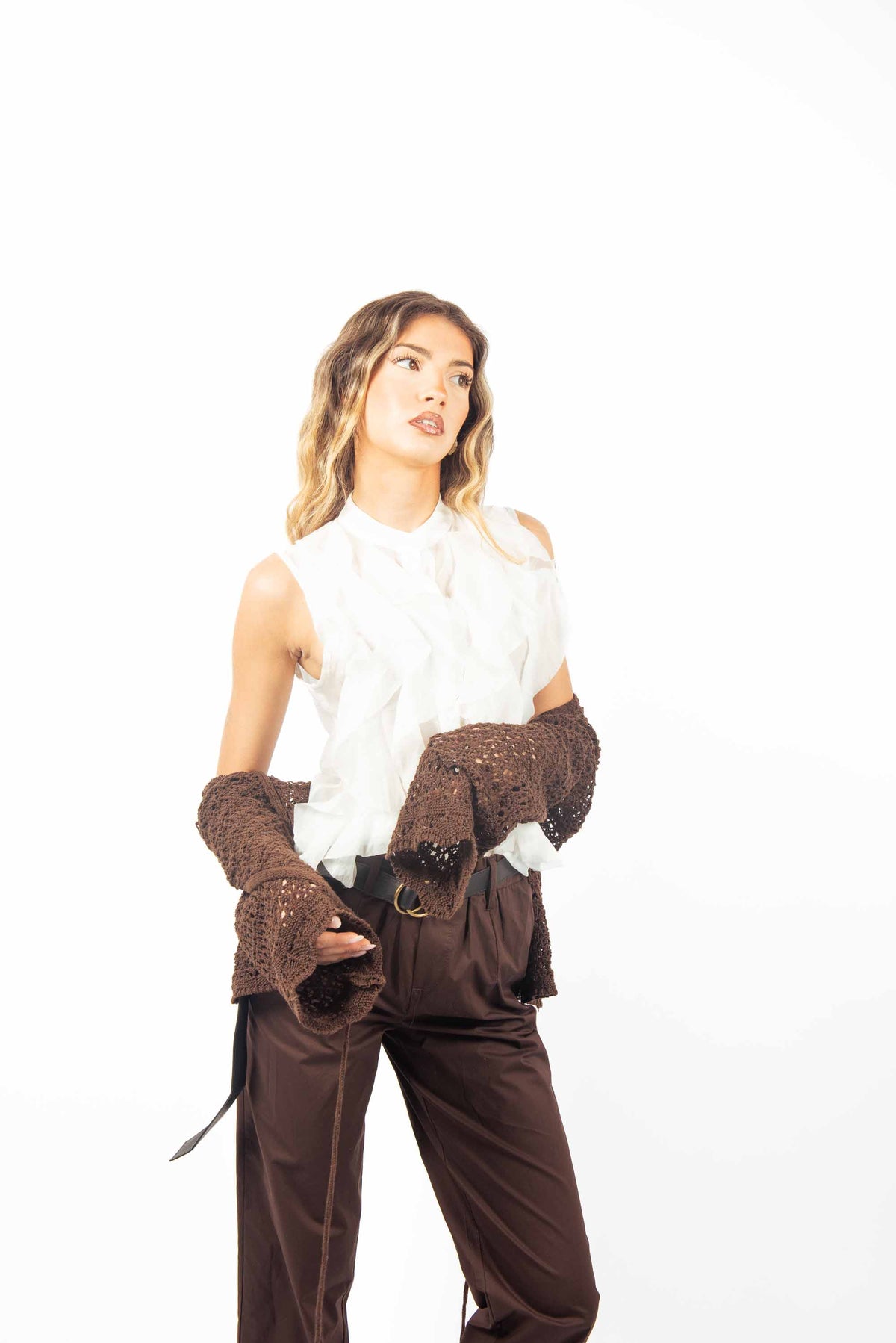 Top Smanicato Bianco con Volant donna Miss love - 2