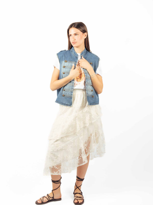 Gilet Denim Military Style da donna Miss love