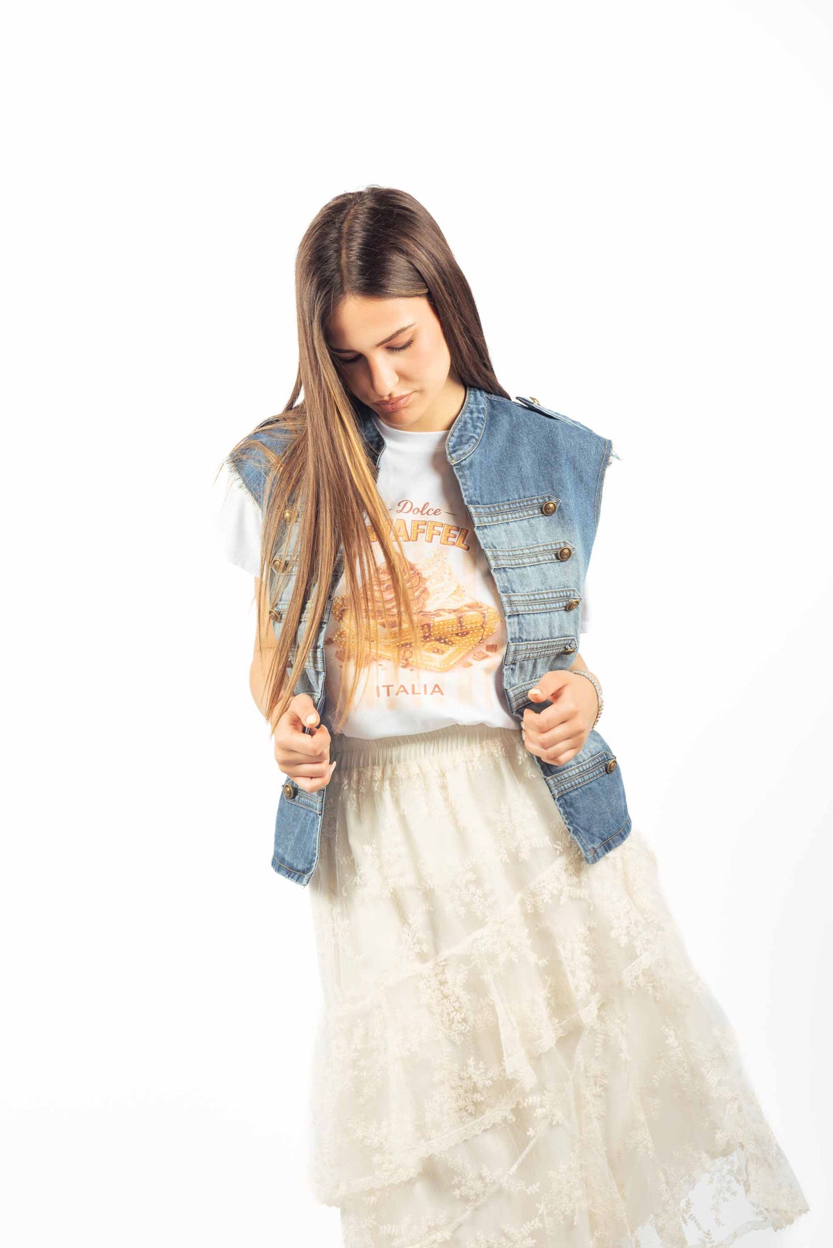Gilet Denim Military Style donna Miss love - 5