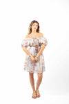 Abito Corto a Fiori con Scollo Bardot donna Miss love - 2