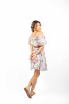 Abito Corto a Fiori con Scollo Bardot donna Miss love - 3