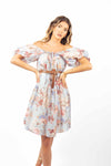 Abito Corto a Fiori con Scollo Bardot donna Miss love - 4