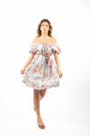 Abito Corto a Fiori con Scollo Bardot donna Miss love - 5