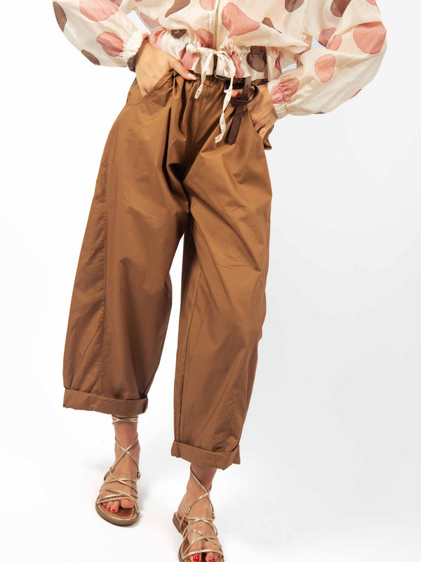 Pantaloni Paperbag Tabacco da donna Miss love