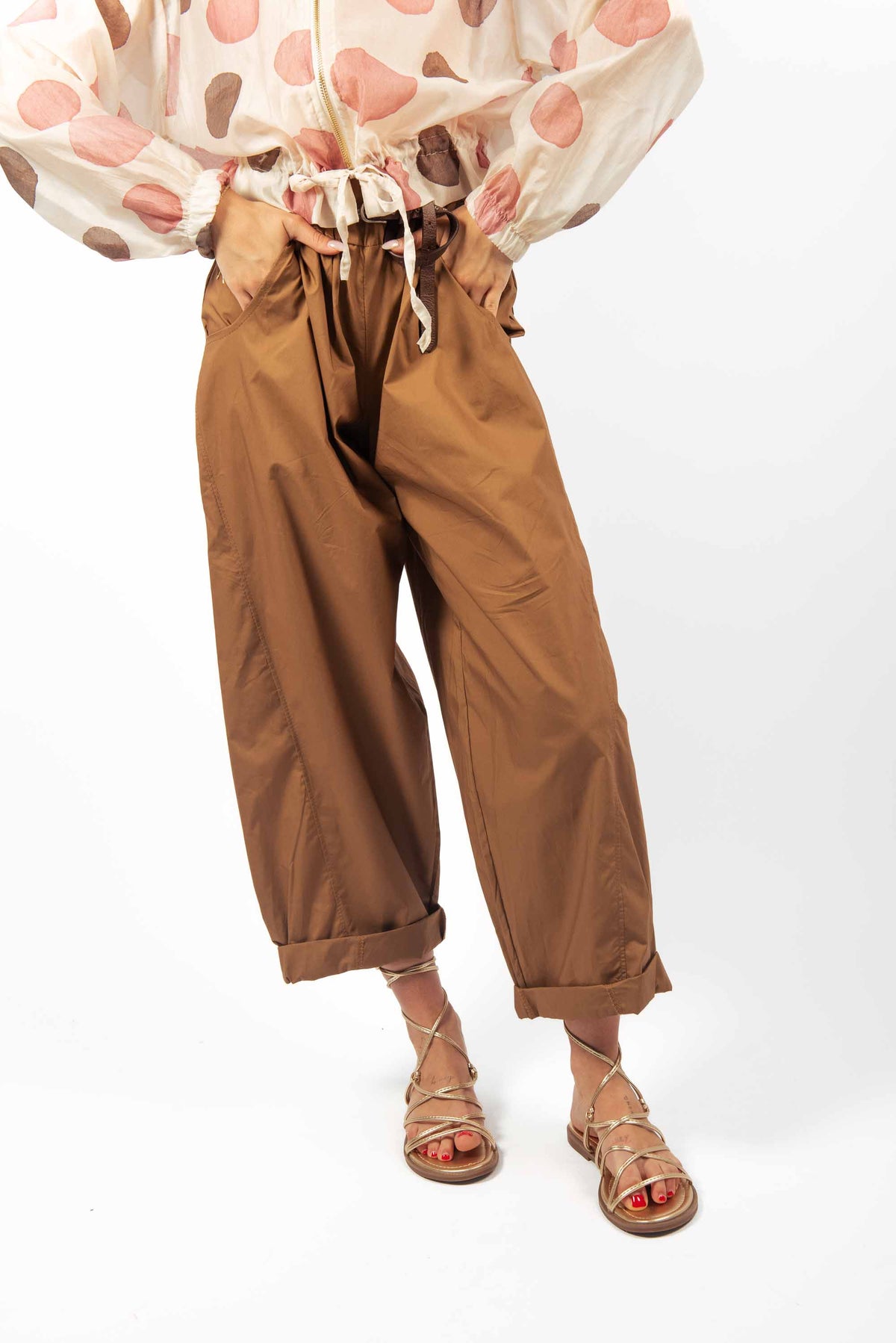 Pantaloni Paperbag Tabacco donna Miss love - 5