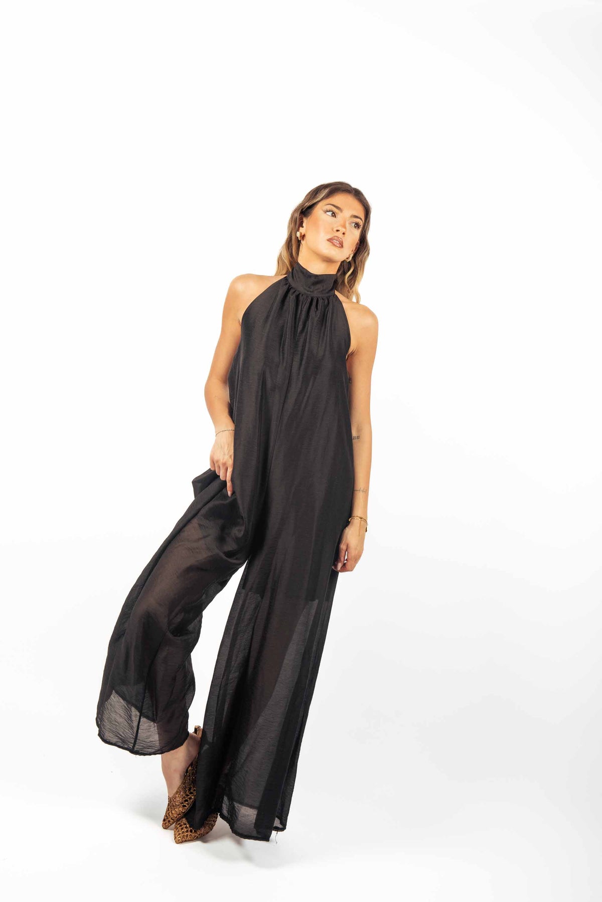 Tuta Lunga con Scollo all’Americana Nera donna Miss love - 2