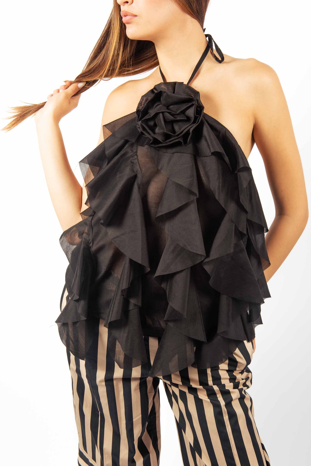 Top Halter con Fiore Rimovibile Nero donna Miss love - 1
