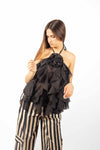 Top Halter con Fiore Rimovibile Nero donna Miss love - 4