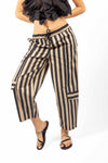 Pantaloni Cargo a Righe Beige/Nero donna Miss love - 5