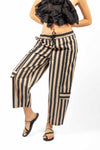 Pantaloni Cargo a Righe Beige/Nero donna Miss love - 1